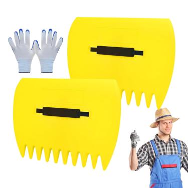 Imagem de Folhas de folhas, ancinho de folhas | Grabadores de rakes handheld reutilizáveis ​​,Coletor multifuncional de desfolhamento de garras, ferramenta de limpeza de jardim para detritos de gramado, lixo