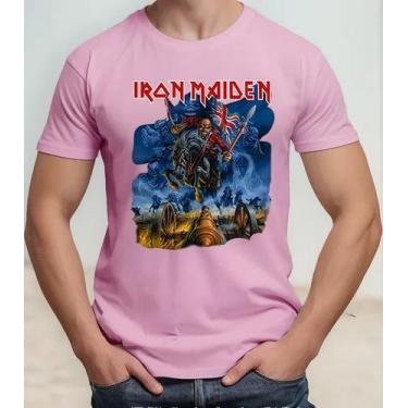 Imagem de Camisa Camiseta Adulto Masculina Feminina Algodão Banda de Rock Iron M