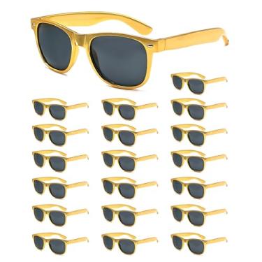 Imagem de Zylothex Pacote com 6/10 óculos de sol para adultos, armação dourada, quadrados, estilo retrô, acessório de rave de festa de verão, Dourado