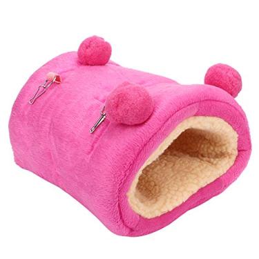 Imagem de SIWOTED Flanela Engrossar Mini Pet Hamster Rede Quente Pendurado Ninho de Dormir Casa Balanço Cama para Esquilo Ouriço (Rosa Vermelha)