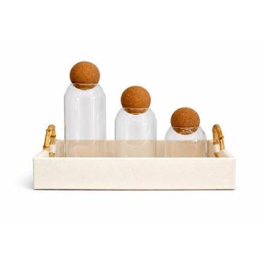 Imagem de Kit Com 3 Potes De Vidro C/Tampa Esfera Rolha Clean - Lyor