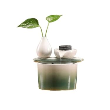 Imagem de Fontes de mesa Feng Shui para relaxamento de água bonita fonte circulante para decoração de casa fontes internas (verde)