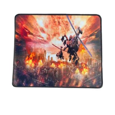 Imagem de Mouse Pad Gamer Tecido 32 x 24 cm com Base Antiderrapante e Bordas Costuradas Estampa Helicóptero