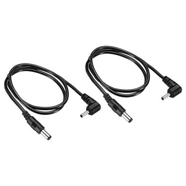 Imagem de Cabo de extensão CC 5,5 x 2,1 mm macho para cotovelo macho de 3,5 x 1,35 mm, plugue de fio de extensão de energia de 60 cm para câmera de fita LED CCTV, preto pacote com 2