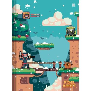 Imagem de Caderno Brochura 1/4 Pequeno, Animativa, Capa Dura, Pixel Kraft, 80 Folhas, Pacote com 5