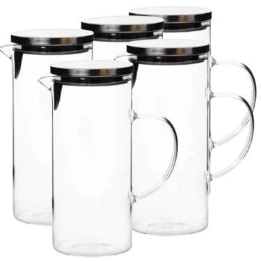 Imagem de Genérico, Kit 5 Jarra de Vidro Transparente com Tampa Inox Hermética 1,5 Litros Suco Água Drinks Cozinha