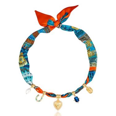 Imagem de LILIE&WHITE Colar feminino com pingentes de ouro, colar bandana com pingentes coloridos, sapatos de cavalo, coração, praia, declaração, colares, joias para presente