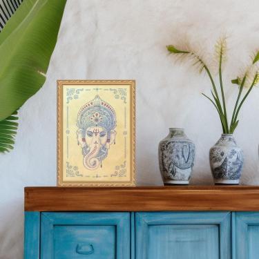 Imagem de Quadro Moldura Dourada Ganesha Vintage 33X24Cm