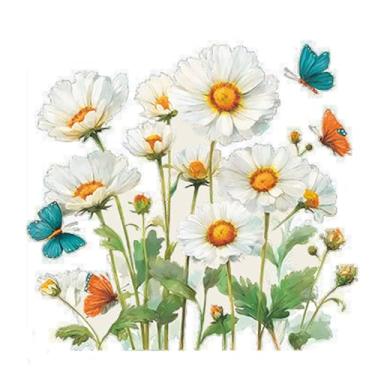 Imagem de Achang Adesivos de parede de plantas pintados crisântemos e borboletas adesivo de janela de vidro para casa descasque e cole para sala de estar, quarto, TV, parede, sala de aula, decoração