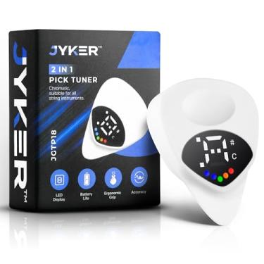 Imagem de Jyker Palheta de afinador de guitarra dos EUA 2 em 1 – Digital com tela de LED, paleta de 0,6 mm, 12 temperamentos iguais, afinação de precisão para guitarras elétricas e acústicas, baixo, ukulele