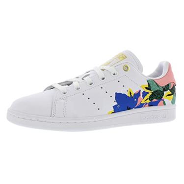 Imagem de adidas Originals Tênis feminino Stan Smith, Branco/rosa glória/dourado metálico, 10