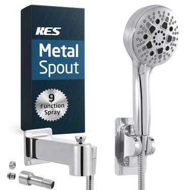 Imagem de KES Bico de banheira cromado com desviador de chuveiro e chuveiro portátil de 9 funções, PTSN302-CH-C1