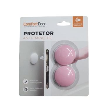 Imagem de Protetor Adesivo Porta Maçaneta Parede Anti-Impacto Rosa