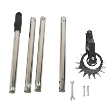 Imagem de Cortador de afiação de gramado rotativo manual com alça de aço inoxidável manganês de roda única para jardim, paisagem, calçadas, calçadas, canteiros de flores (4 seções)