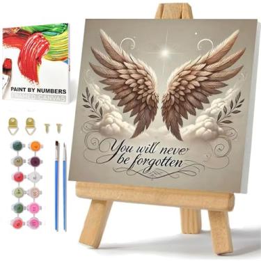 Imagem de hkejoi Kit de pintura por números para adultos iniciantes, pintura de asa por números com moldura e cavalete, pintura artesanal de asa por número para presente decoração de parede de casa 25 x 25 cm