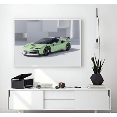Imagem de Quadro Decorativo Super Carros Esportivos de Luxo Sala Escritório 100x70 (03, Branco, 100x70)