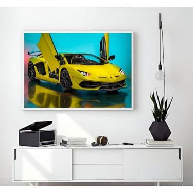 Imagem de Quadro Decorativo Super Carros Esportivos de Luxo Sala Escritório 100x70 (02, Branco, 100x70)
