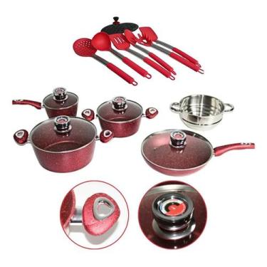 Imagem de  Conjunto de Panelas 18 Peças Revestimento Cerâmico Antiaderente Quart