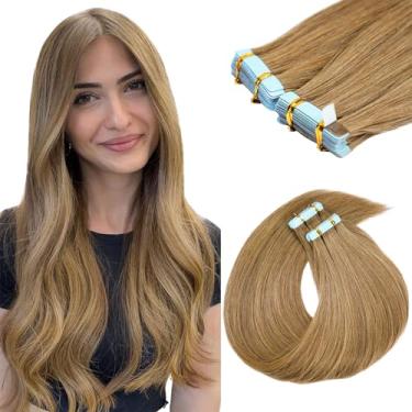 Imagem de Extensões de cabelo com fita adesiva de 40,6 cm, extensões de cabelo humano invisíveis para mulheres, 20 peças/50 g, trama de pele sem costura, fita de extensão de cabelo real, cabelo humano #8