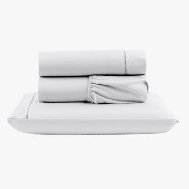 Imagem de Jogo de Lençol Peletizado 400 Fios Solteiro 3 Peças Casa - Hotel - Pousada Barato - Branco