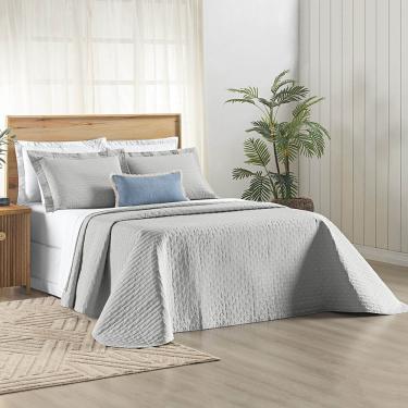 Imagem de Kit Cobre Leito Colcha Marley King Dupla face - Cinza