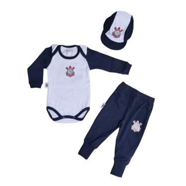 Imagem de Kit Conjunto Corinthians Body Calça e Boné Oficial