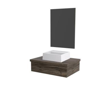 Imagem de Conjunto Bancada C-cuba Q32 E Espelheira Metrópole 601 Carvalho Carvalho Dark