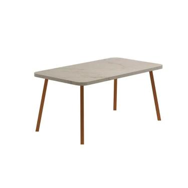 Imagem de Mesa de Sala Jantar Stellar 1597 Aço c/Tampo Madeirado 160x90cm Petra/Rose - Carraro