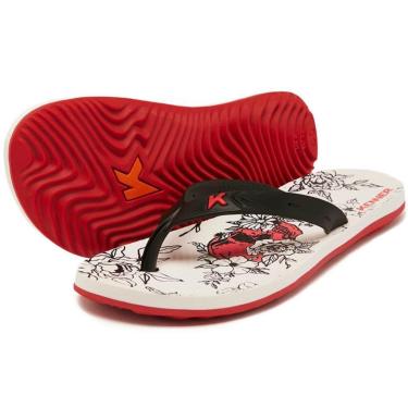Imagem de Chinelo Kenner Summer Caveira Floral Masculino - Branco e Vermelho - 36-Masculino