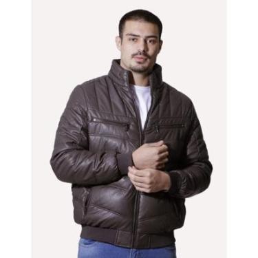 Imagem de Jaqueta Victory Eagle Masculina PU Leather Bomber Grafite Marrom-Masculino