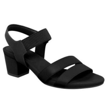 Imagem de Sandália Feminina Salto Bloco Couro Preto Usaflex Y8209-Feminino