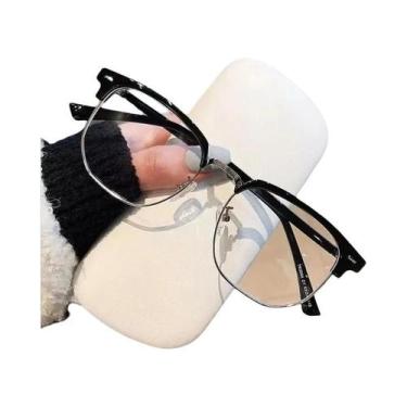 Imagem de Óculos Unissex Com Armação De Metal Preta Anti Luz Azul, Óculos Poligo