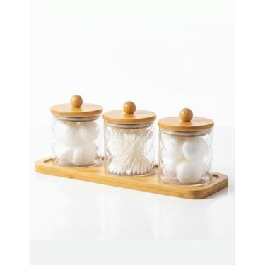 Imagem de Kit 3 Potes Organizador Penteadeira Banheiro Acrílico Porta Algodão Co