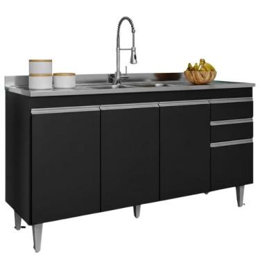 Imagem de Balcao Pia 4P 2G BP 150 cm Ayla Eratto Moveis - Milani Store, Preto