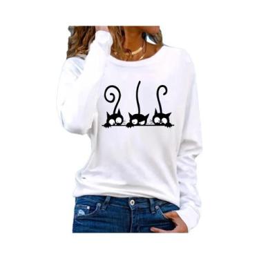 Imagem de Camiseta Feminina Solta E Confortável De Algodão, Primavera Outono, Es