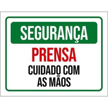 Imagem de Kit 5 Placas Segurança Prensa Cuidado Com As Mãos 27X35 - Sinalizo