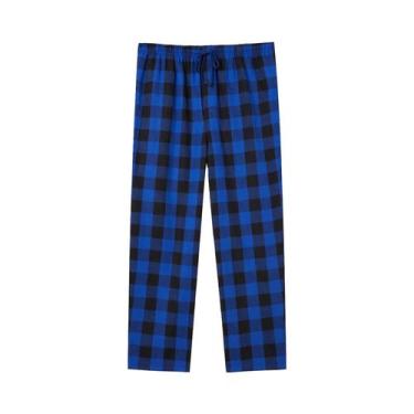 Imagem de Calças De Pijama Masculinas Em Flanela Xadrez Para Outono E Inverno, C