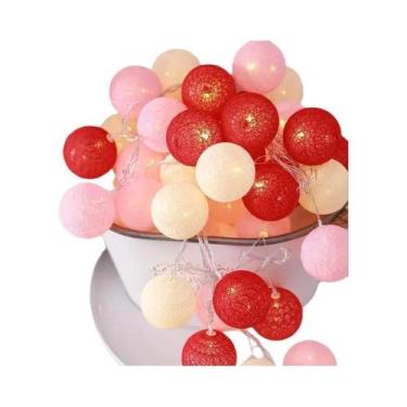 Imagem de Luzes De Cordão Com 20 LEDs Em Formato De Bolas De Algodão, Guirlanda 