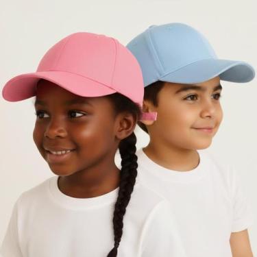 Imagem de Boné Infantil Liso Aba Curva Unissex Ajustável Praia Criança Verão Bas