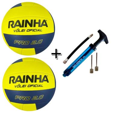 Imagem de Kit Com 02 Bola De Vôlei Rainha 2.0 Pró Costurada + 01 Bomba De Ar Kagiva Dupla Ação-Masculino