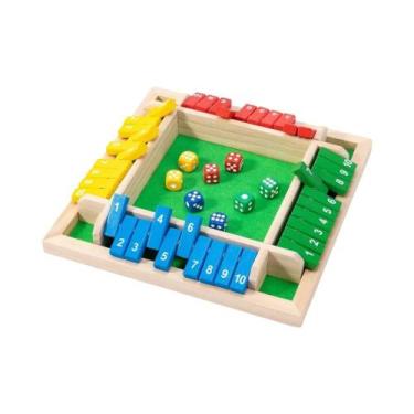 Imagem de Jogo De Dados Clássico De Madeira Para 4 Jogadores - Shut the Box - Jo