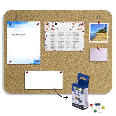 Imagem de 2 Quadro Aviso Cortiça Recado Mural Fotos 43X56cm+2 Acessórios - Ideal