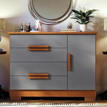 Imagem de Cômoda Brescia 3 Gavetas com Porta MDF Moderna para Quarto 96cm Organi