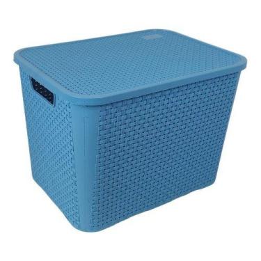 Imagem de Caixa Organizadora Rattan 70 Litros - Plastsu, Azul