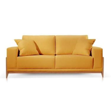 Imagem de Sofá Paris 2 Lugares Suede Mostarda 1,90m Confortável Sala - Poltjá Mo
