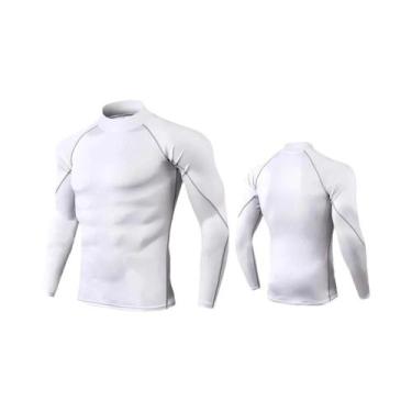 Imagem de Camiseta De Compressão Masculina De Manga Longa Com Gola Alta, Secagem