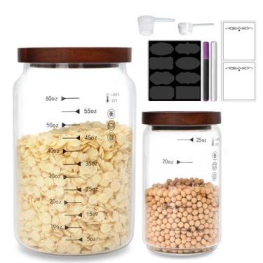 Imagem de Vasilhas de armazenamento de vidro Datttcc 1,8 L e 1,5 L, herméticas, 