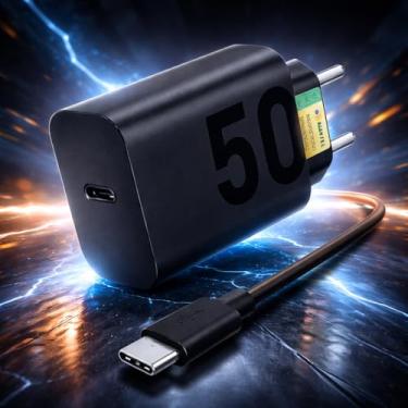 Imagem de Carregador Super Turbo 50W Ultra Rápido Tipo C e USB Com Carregamento Rápido + Cabo Tipo C Compatível Com Todos Os Dispositivos, Android, Ios 15/16, Xiaomi - Todos Dispositivos Celulares