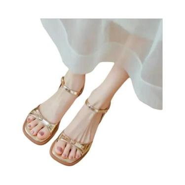 Imagem de Sandálias Femininas De Couro Com Laço Para O Verão, Confortáveis E Cas