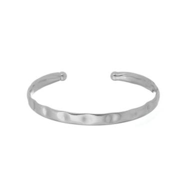 Imagem de Bracelete feminino folheado em ródio branco trabalhado elise - PIUKA, 